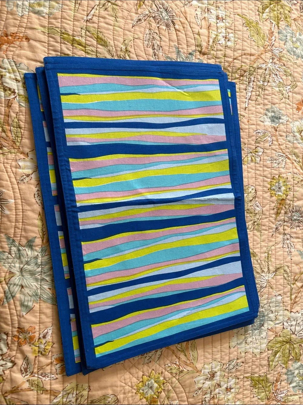 Blue Striped placemat Set - Vibrant Multicolor Design